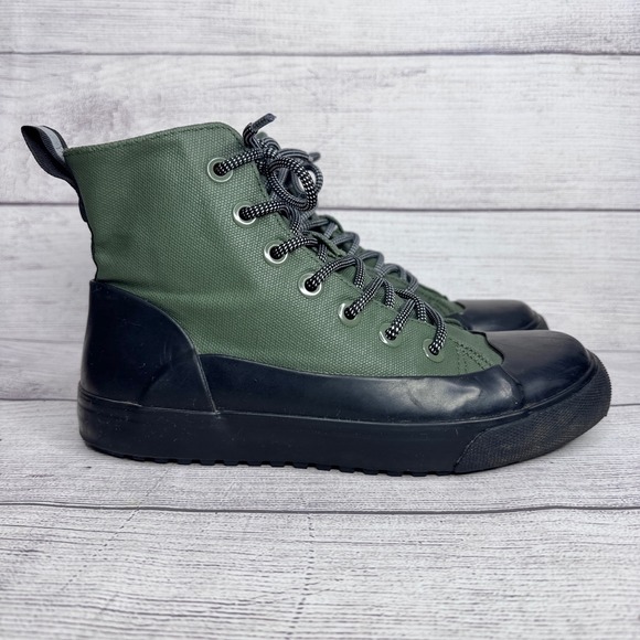 Hunter Shoes - Hunter Olive Green Black High Top Sneaker Boots Womens 7.5 Mens 5.5